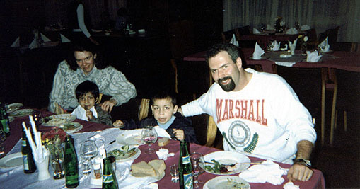 their first outside meal the boys ate everything within reach...then got picky in kiev